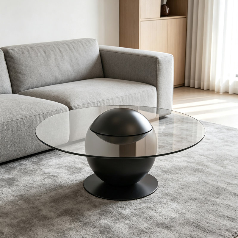 Table basse Fashion Creativité en verre trempé, Transparent/noir