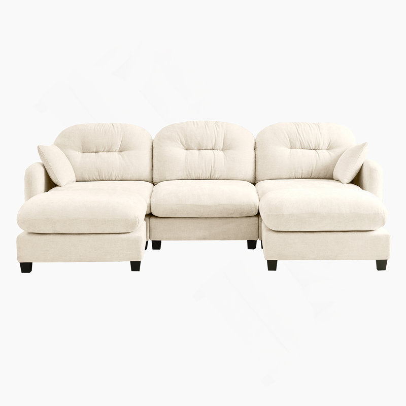 Canapé modulaire en U modulaire avec repose-pieds, tissu en chenille de qualité supérieure, 2 coussins décoratifs, mousse haute densité, dossier rembourré capitonné, facile à installer pour divers espaces
