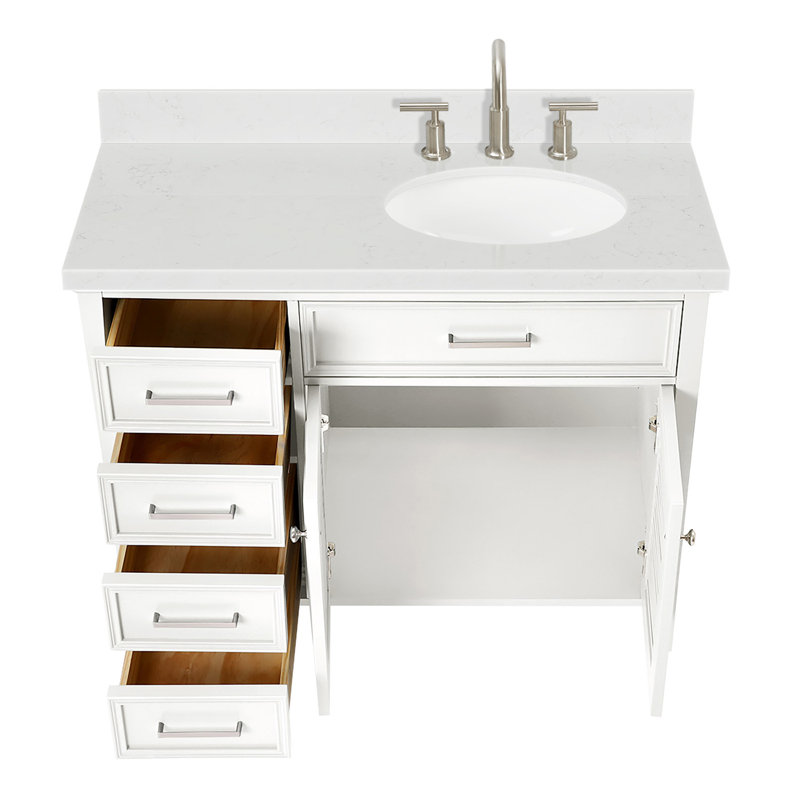 Ensemble de meuble-lavabo simple 42 po Blazier, Droite, Ovale, Blanc
