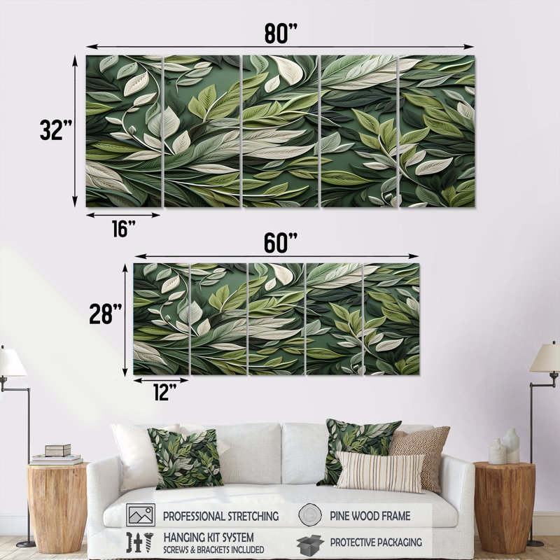 Ensemble de 5 décorations murales Herbs, H 32 po x l 80 po