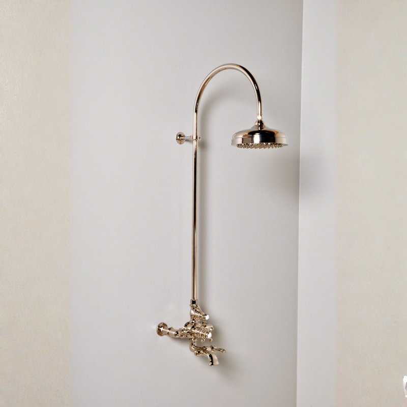 Système de douche thermostatique exposé 60 po mural avec poignées levier / croix 1,75 GPM, Laiton ultra enduit