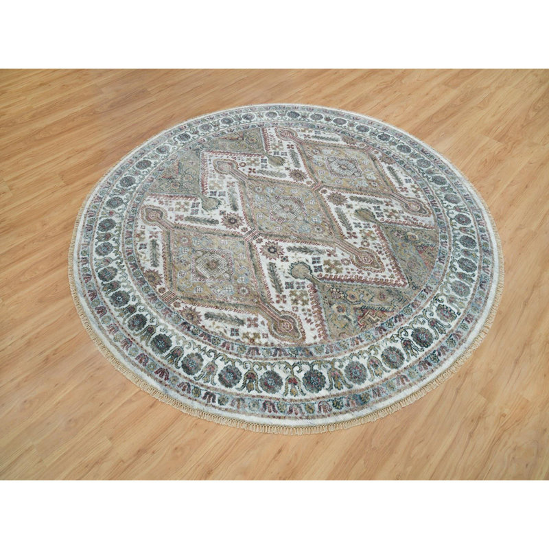 Tapis ivoire unique en laine 7 pi 11 po Thamidu