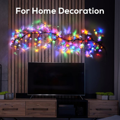Enchanted Willow Vine Lights For Home Decor With 160leds, 8.2ft Voice-activated Wall Decoration Light, Support Warm Light Mode And Color Light Mode Gradient Switch (brown)(1pcs)