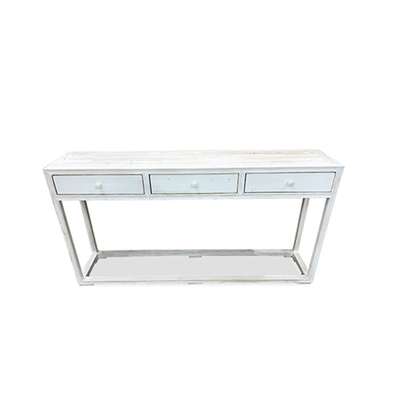 White Wash 3 Drawers Console Table