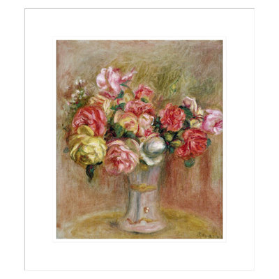 «Roses in a Sevres vase» par Pierre-Auguste Renoir, impression giclée encadrée
