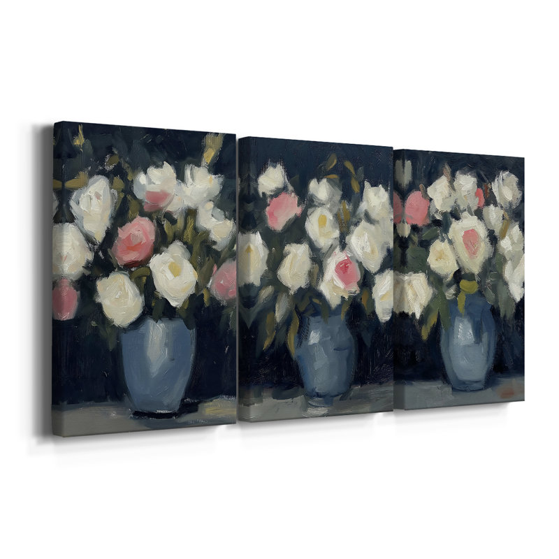 FLORAL Series DCxx - Toile tendue avec châssis sur mesure - 3 pièces, H 12 po x l 24 po