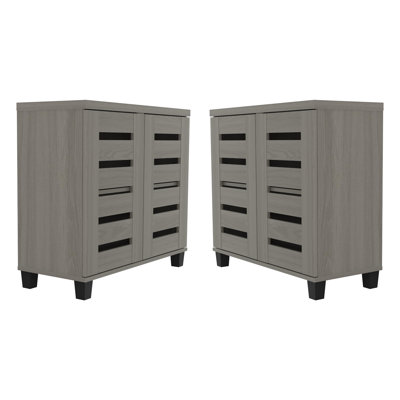 Armoire de rangement à chaussures 2 portes Lismore (ensemble de 2) - peut contenir 24 paires