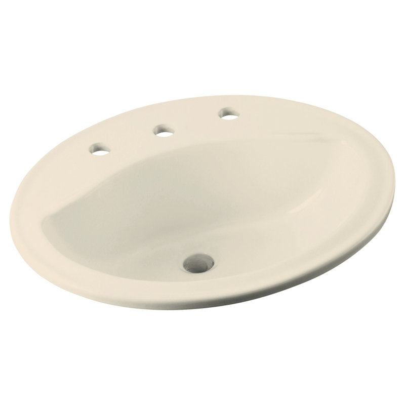 Sanibel Ceramic Circular Drop-In Bathroom Sink with Overflow, Almond