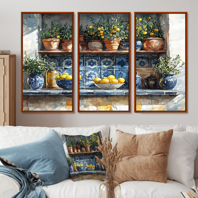 Blue And Yellow Kitchen Greek Kitchen - Kitchen Wall Art Living Room Set