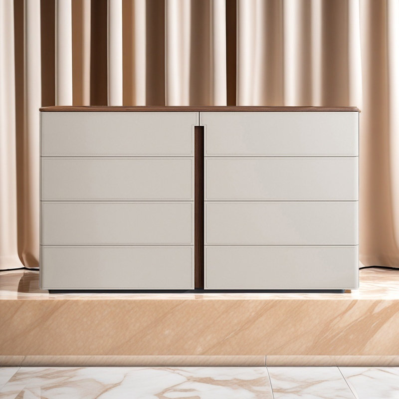 Bedroom Tv Cabinet Modern Home Saddle Leather Storage Cabinet Bed End Storage Bucket Solid Wood Dining Cabinet, White