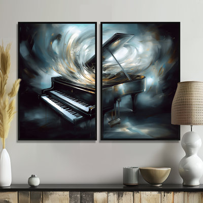 Piano abstrait I - musique surdimensionnée, art mural 2 panneaux