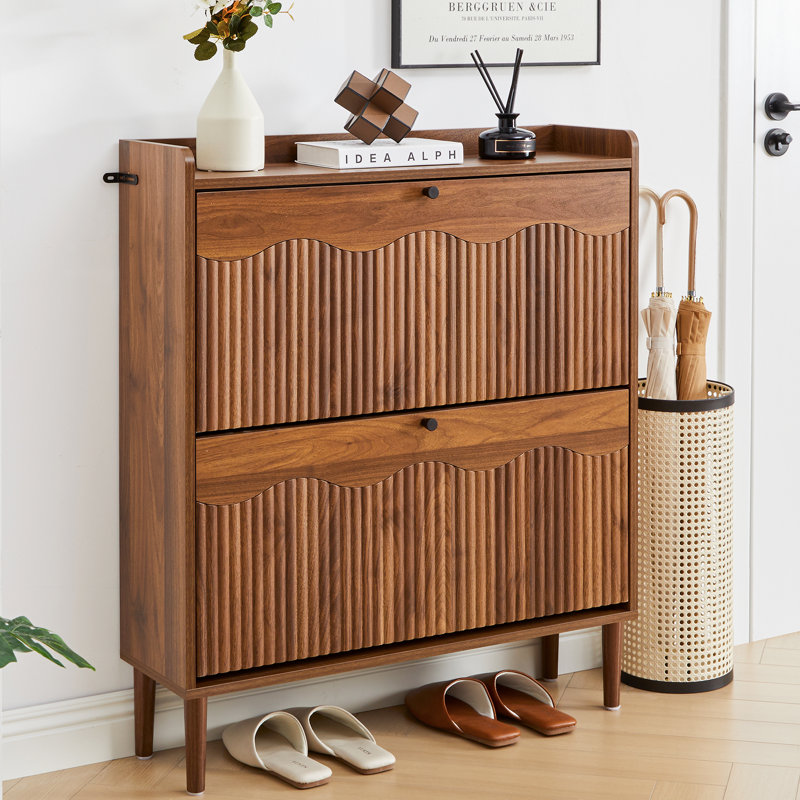 12 Pair Flip Down Shoe Storage, Brown