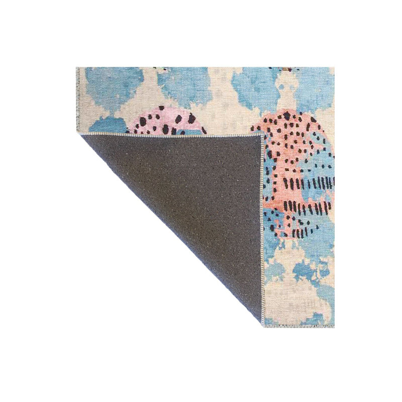 Tapis décoratif bleu à motif abstrait à pois, Tapis de couloir 2 pi 6 po x 6 pi 7 po