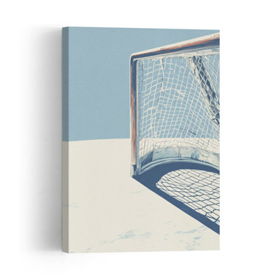 Winter Hockey Goal Serene Abstract Contemporary Winter Landscape Wall Art Print