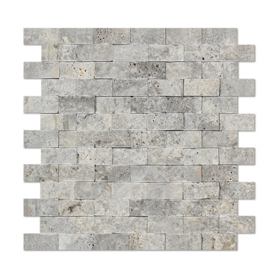 Titanium Travertine Brick Joint Mosaic Wall & Floor Tile