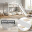 Lit superposé en pin massif avec rails de sécurité; Lit superposé blanc avec glissade et escalier de rangement-463393867