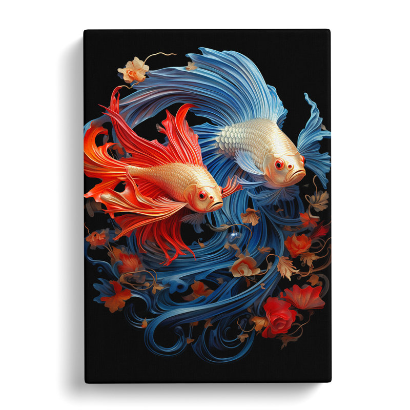 Siamese Fighting Fish Baroque - No Frame Print, 60cm H x 40cm W x 3cm D
