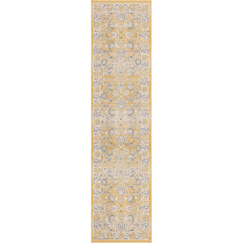 Tapis oriental toscan jaune Xion, Tapis de couloir 2 pi x 8 pi