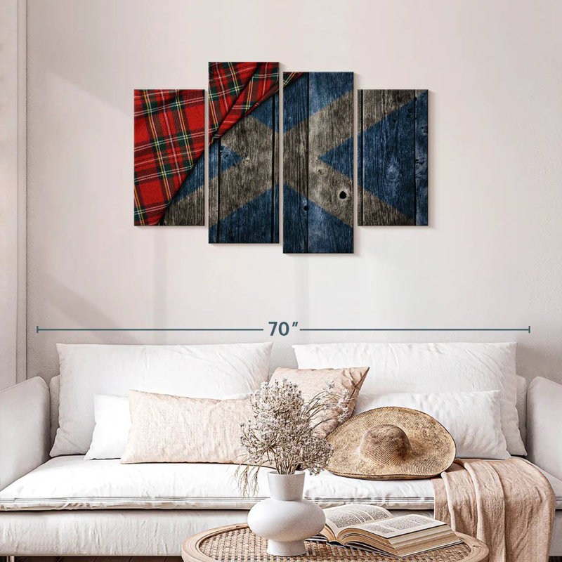 Kilt de Borges et drapeau écossais, H 27 po x l 43 po