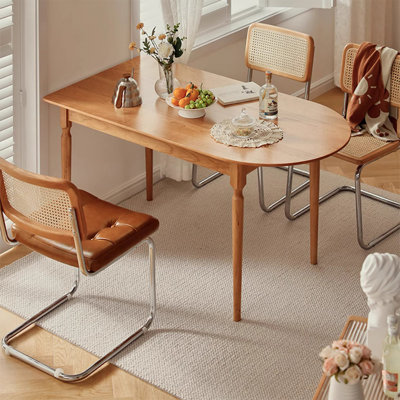 Burlywood Half-Round Solid Dining Table For Dining Room/Kitchen