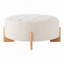 Repose-pieds rond capitonné 32 po avec pieds en bois massif, table basse moderne avec boutons capitonnés, lignes passepoilées, repose-pieds en chenille pour le salon-395992832