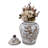 Decorative Chinoiserie Temple Jar For Home Decor - Modern Tall Table Jar For Dining Room Decor - Versatile Jar Or Vase For Living Room - 12", White & Brown