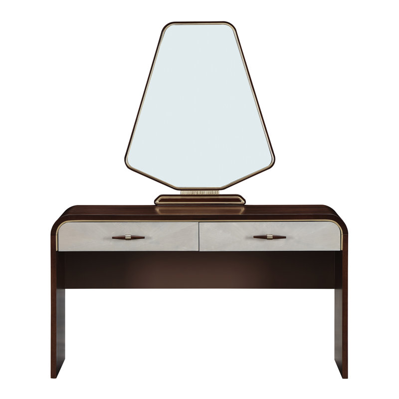 Houston Vanity Desk With Mirror - Walnut