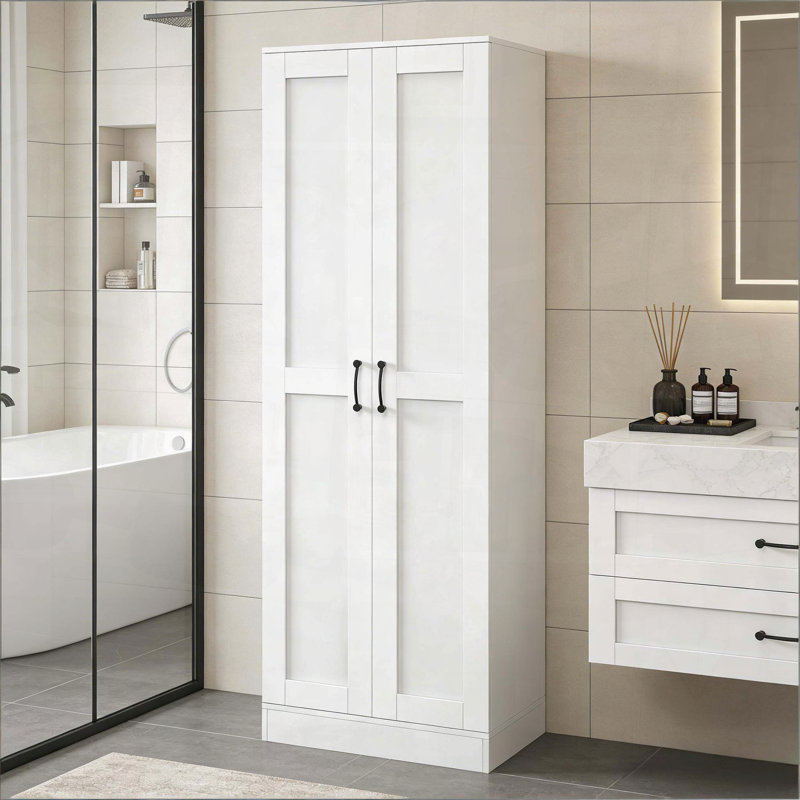 Armoire de rangement autoportante solide à usage familial, Blanc