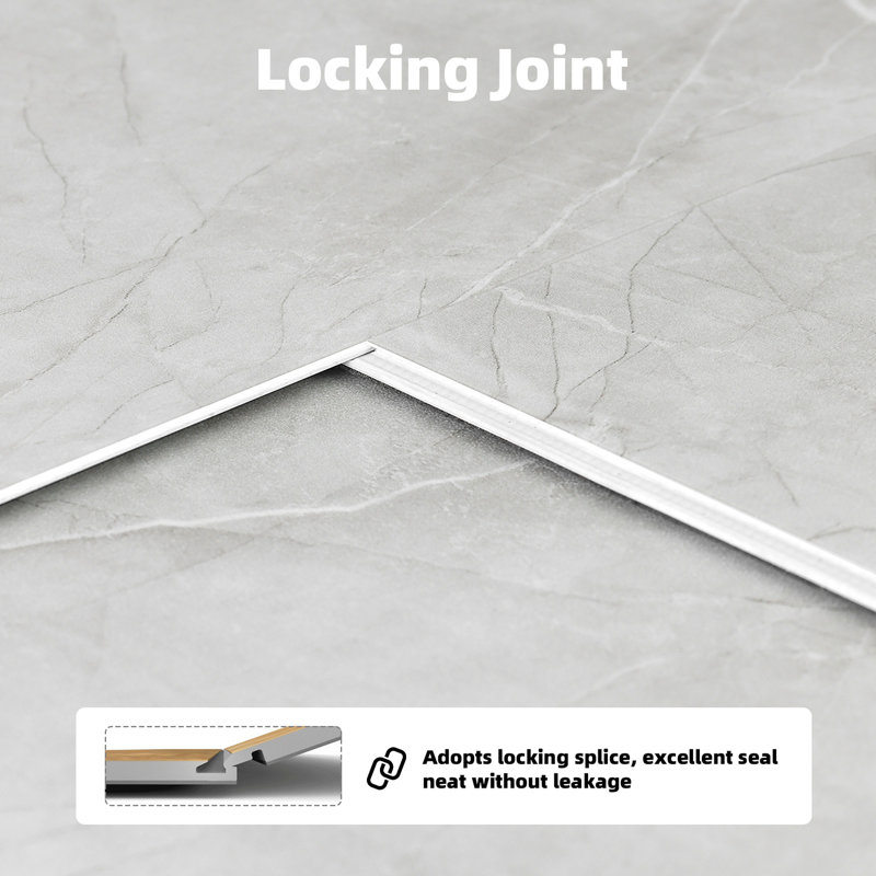 24 po x 12 po X P 24 po Plancher de vinyle imperméable L Click Lock Spc, marbre gris (paquet de 20 pieds carrés / 10)
