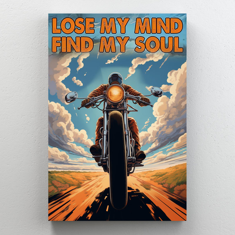 Motocyclette Lose My Mind 1 - Motocyclette rectangulaire 1 pièce, H 14 po x l 11 po x P 1,25 po