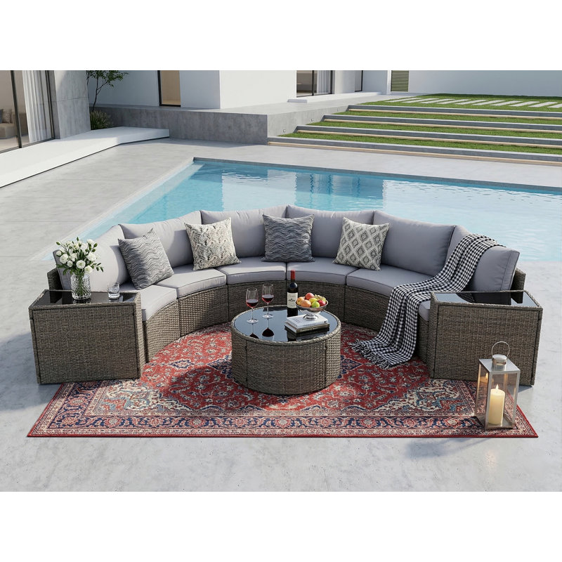 Canapé modulaire demi-lune pour l'extérieur