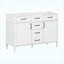 Base de meuble-lavabo autoportant 48 po 48 po, 4 tiroirs et 2 portes avec tablettes réglables, poignées en métal noir, blanc, panneau de fibres à densité moyenne-133709794-133709795