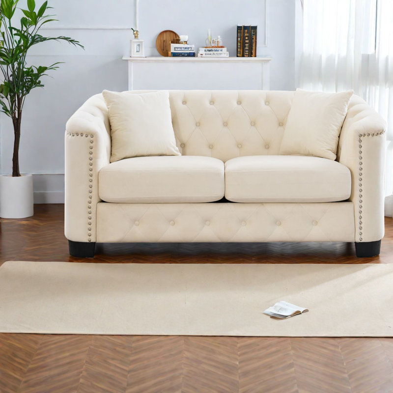 Causeuse en velours Compression 59 po, Chesterfield moderne pour la maison