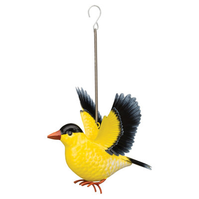 11.25" Metal Flying Bird Hanging Tree Ornament with Spring Bouncing Action and Weather Resistant Multicolored Finish