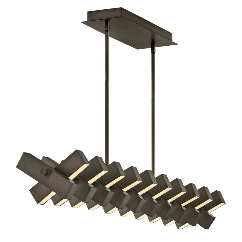 1 - Light Kitchen Island Rectangle Chandelier, Painted Black Oxide