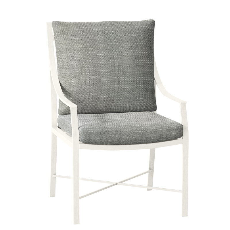 Monaco Patio Dining Armchair with Cushions, Rollo Silver InsideOut® Linen, Welt, Slate Gray