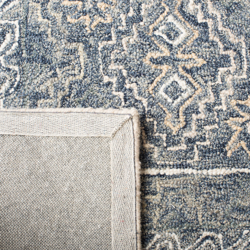 Tapis bleu en laine touffeté à la main Deyoung, Rectangle de 5 pi x 8 pi