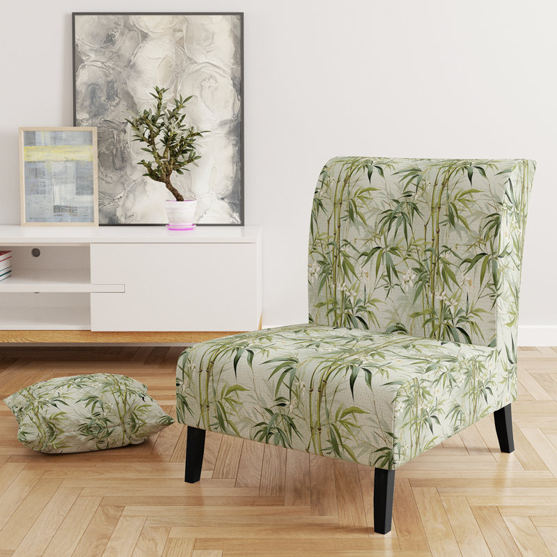 Fauteuil de chambre rembourré C, Motif tropical de bambou zen IV