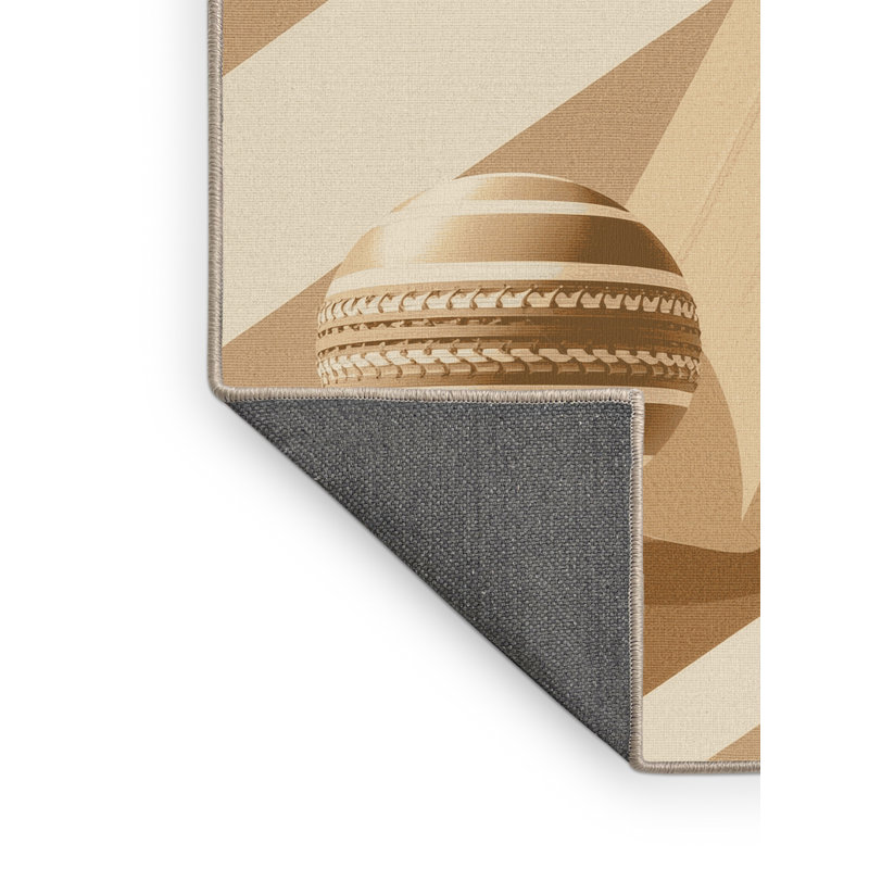 Tapis rayé beige moelleux et doux à motif de balle de cricket Endymion, 5 x 8