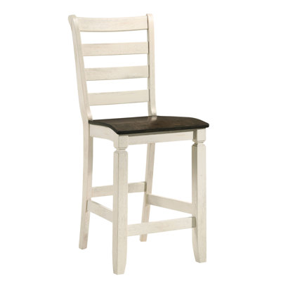 2 tabourets de comptoir en chêne et blanc antique, dossier pour un look attrayant - chêne blanc, bois avec classique