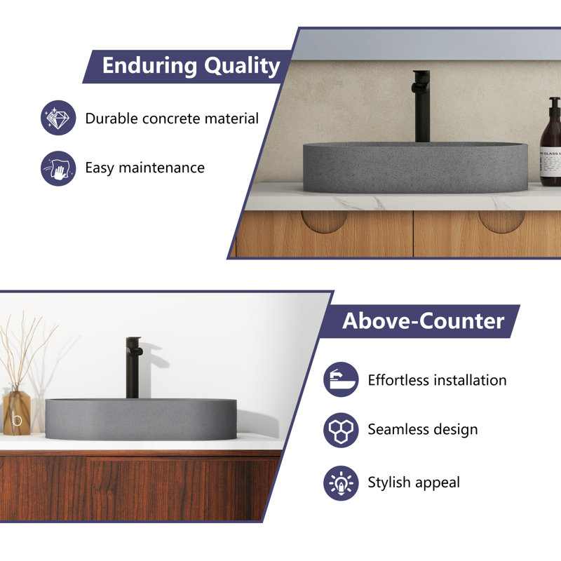 Mottled Bluish Gray Ceramic Oval Vessel Bathroom Sink