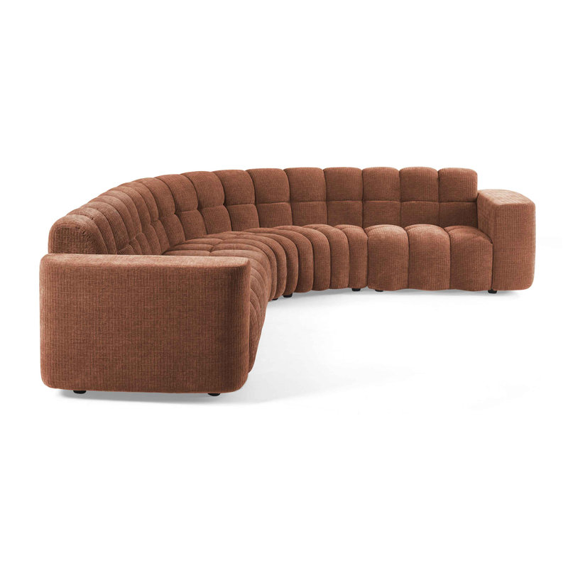 Jacobi Minimore Modern Style 142.5" W Marigold L Shape Type2 6S Sofa, Rust Chenille