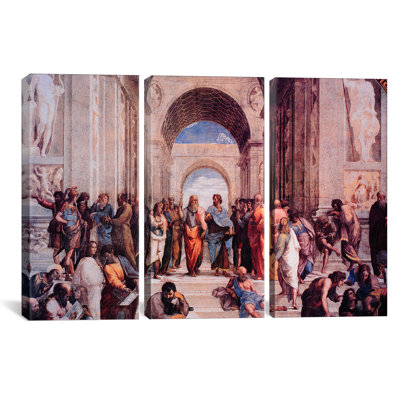 Raphael School of Athens 3 Piece Painting Print on Wrapped Canvas Set
