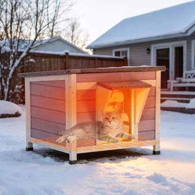 Heated Outdoor Cat House For Winer, Cat House For Outdoor Cats Insulated Feral Cat Shelter