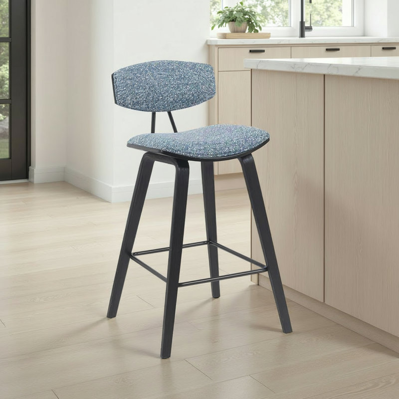 Bilgin Payton Modern Bar or Counter Height Stool with Upholstered Seat and Wood Frame, Counter Stool (25.5” Seat Height)