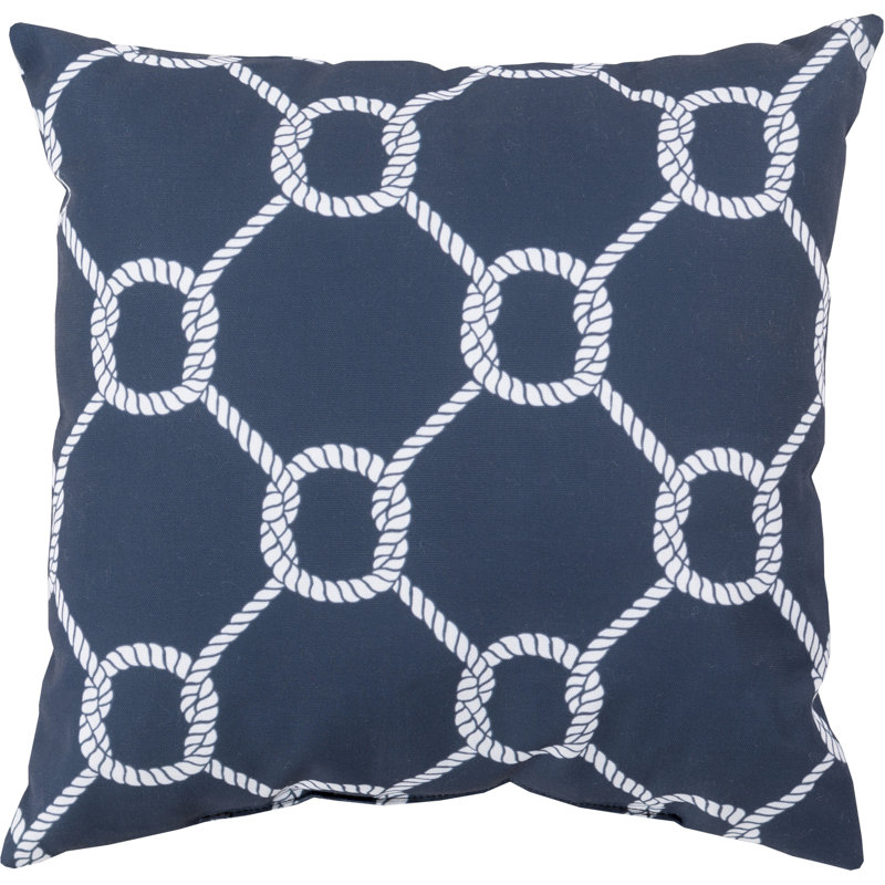 Rain Ikat Outdoor Reversible Pillow Cover, Navy/Ivory, 20" x 20" 