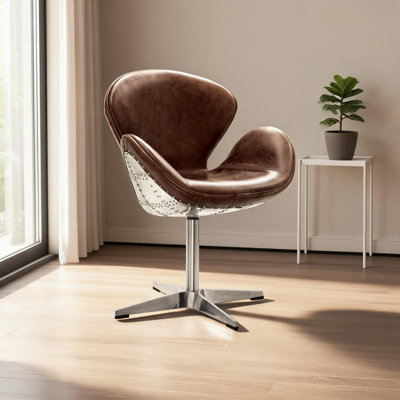 Retro Brown And Chrome Accent Chair With Padded Cushion