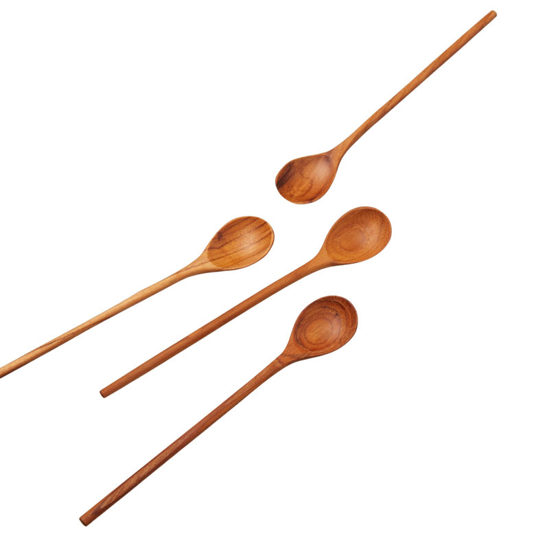 Teak Thin Spoons, Medium, Set of 4