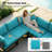 Anevaeh 8-Person Outdoor Patio All-Aluminum Sectional Conversation Set with Fire Pit Table and Cushions-1131677164