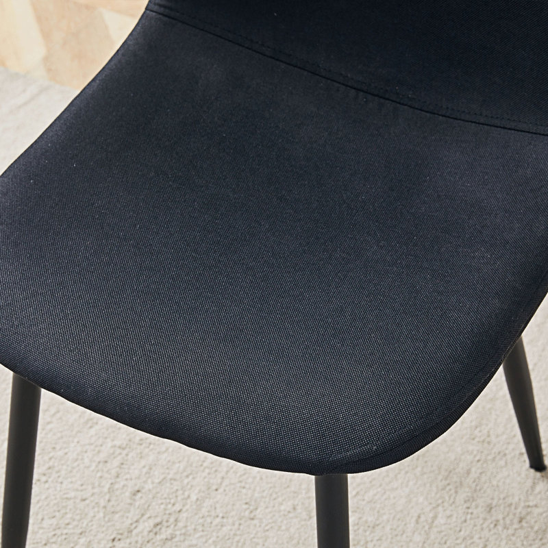 Ensemble de 4 chaises de salle à manger rembourrées, Noir, Noir